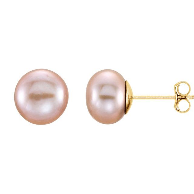 Button Pearl Stud Earrings