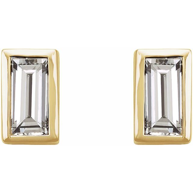 Straight Baguette Bezel-Set Stud Earrings
