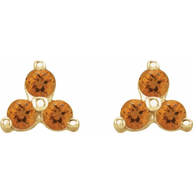 Three-Stone Cluster Earrings