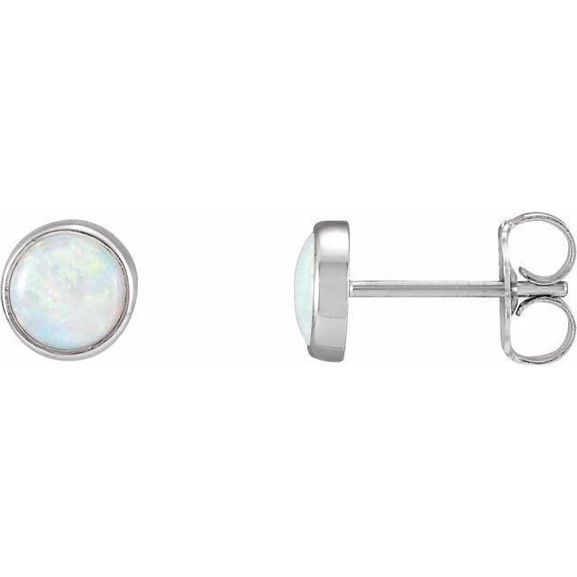 Round Bezel-Set Cabochon Earrings