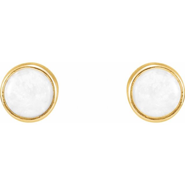 Round Bezel-Set Cabochon Earrings
