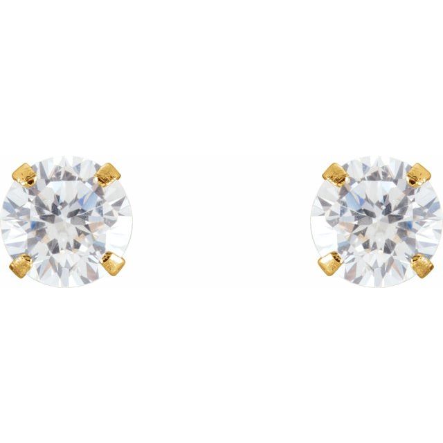 Round 4-Prong Youth Stud Earrings