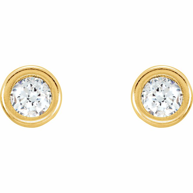 Round Bezel-Set Youth Stud Earrings
