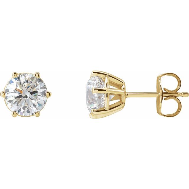 Round 6-Prong Stud Earrings