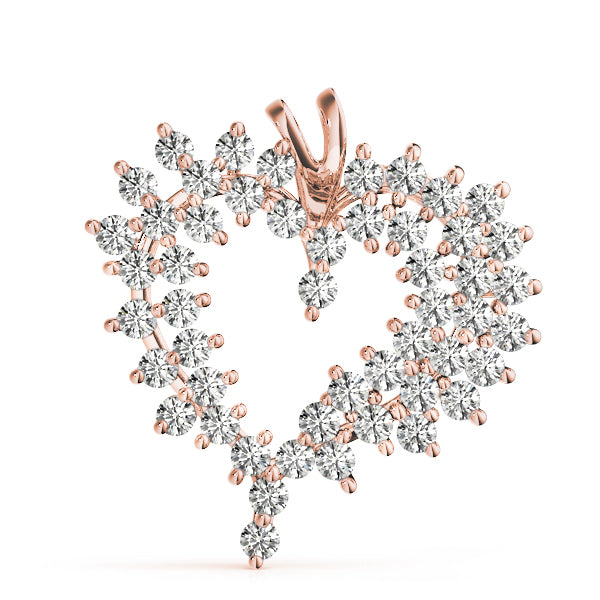14K Rose Gold Multi-Diamond Heart Pendant