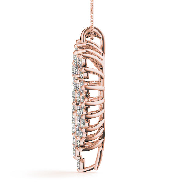 14K Rose Gold Multi-Diamond Heart Pendant