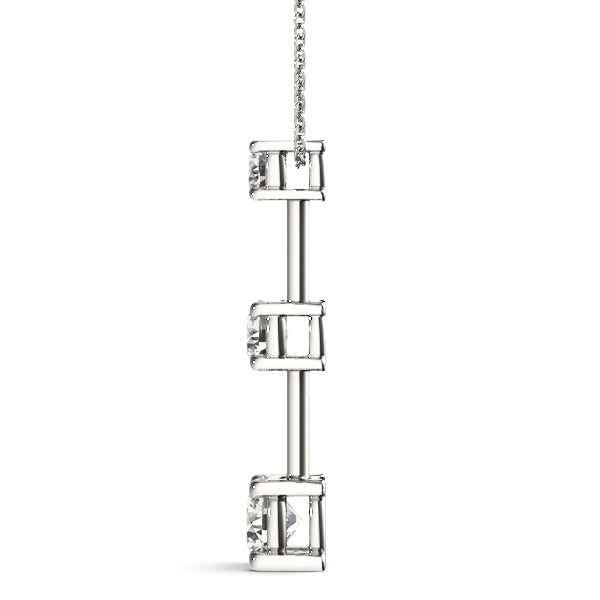Lab Diamond 3 Stone 14K Gold Pendant
