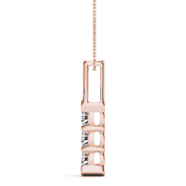 3-Stone Lab Diamond Rose Gold Pendant