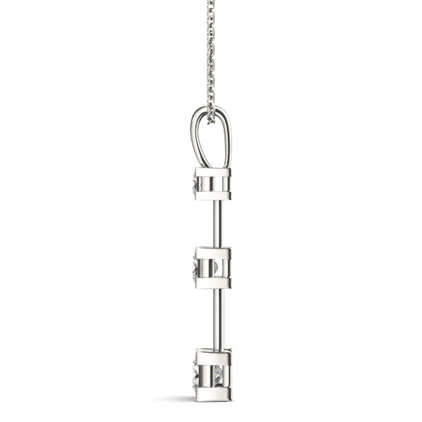 14K Lab Diamond 3 Stone Square Pendant