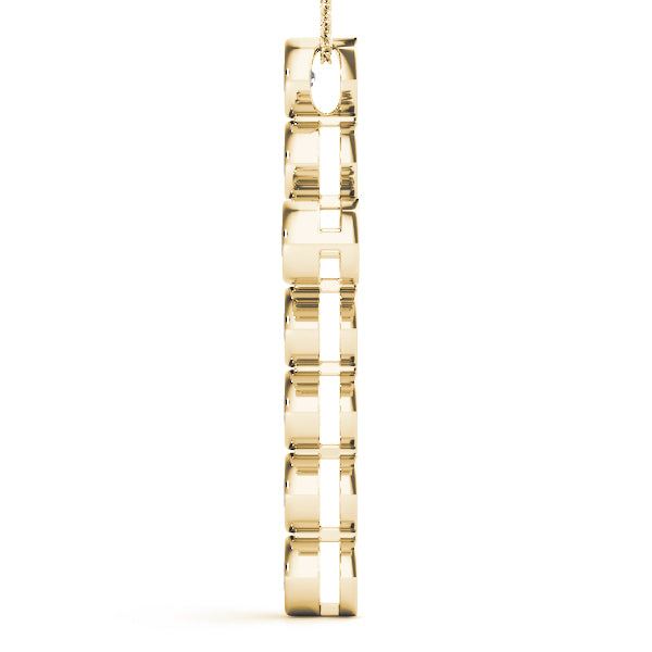 Diamond Religious Cross Pendant - 14K Yellow Gold
