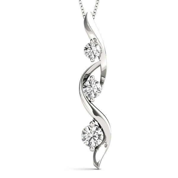 Lab Diamond 3 Stone 14K Gold Pendant