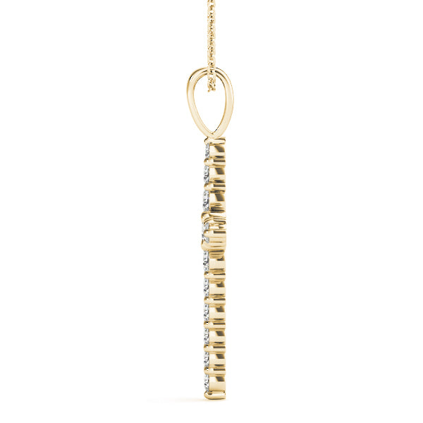 14K Yellow Gold Diamond Cross Pendant