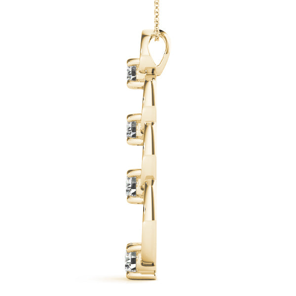 14K Yellow Gold Round Diamond Journey Pendant
