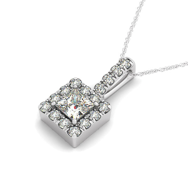 Lab Diamond Square Halo Pendant