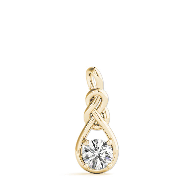 14K Yellow Gold Diamond Love Knot Pendant Necklace