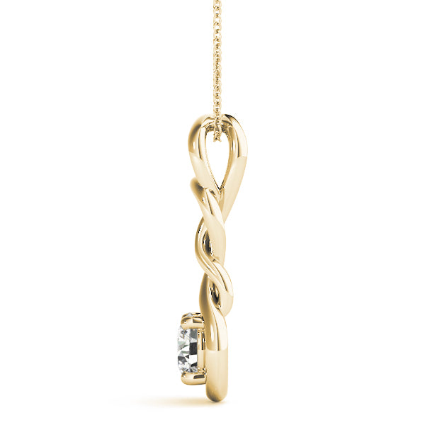 14K Yellow Gold Diamond Love Knot Pendant