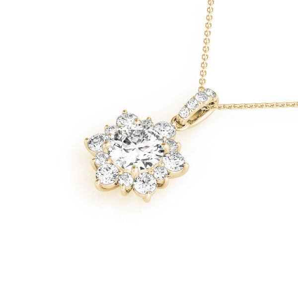14K Yellow Gold Round Lab Diamond Pendant