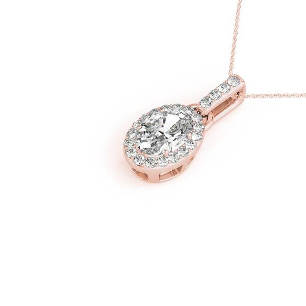14K Rose Gold Lab Diamond Halo Pendant