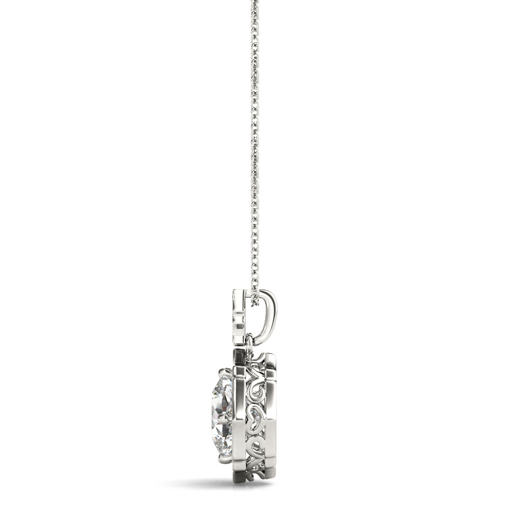 Lab Diamond Cushion Halo Pendant