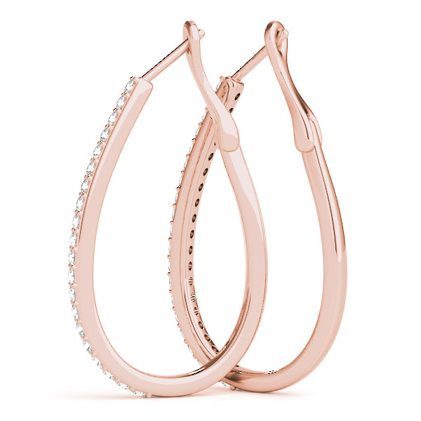 14K Rose Gold Lab Diamond Hoop Earrings