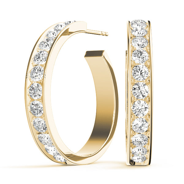 14K Yellow Gold Diamond Hoop Earrings