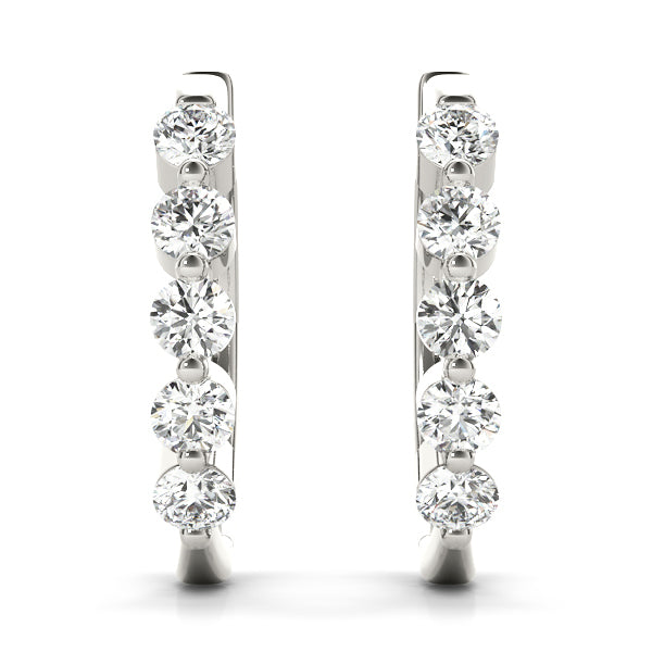 14K Gold Lab Diamond Hoop Earrings