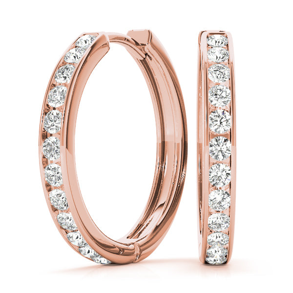 14K Rose Gold Lab Diamond Hoop Earrings