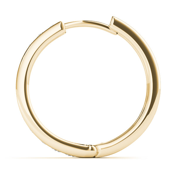 14K Yellow Gold Diamond Hoop Earrings