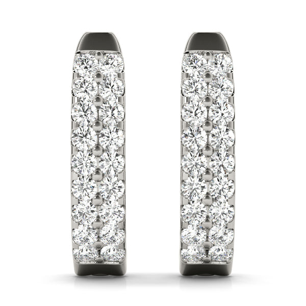 Diamond Lab-Grown 14K Gold J-Hoop Earrings