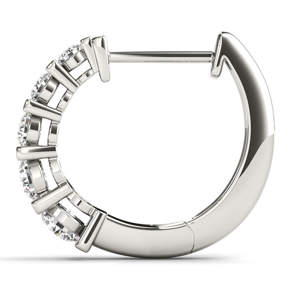 14K Gold Round Lab Diamond Hoop Earrings
