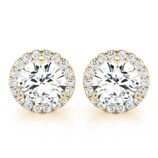 14K Yellow Gold Round Diamond Halo Earrings