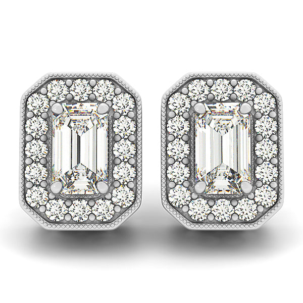 Lab Diamond Emerald Halo Earrings