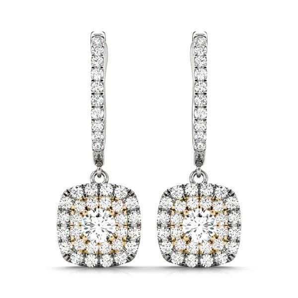 Yellow Gold Lab Diamond Halo Earring Pair