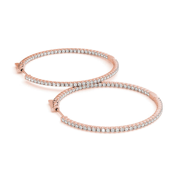 Rose Gold Lab Diamond Inside Out Hoop Earrings