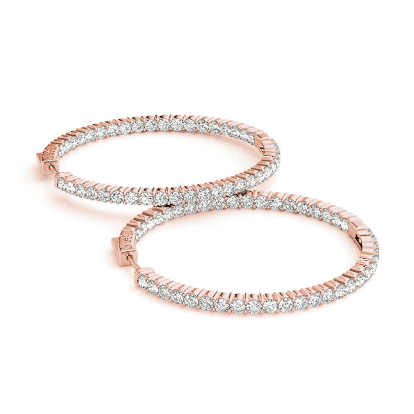 14K Rose Gold Lab Diamond Inside Out Hoop Earrings