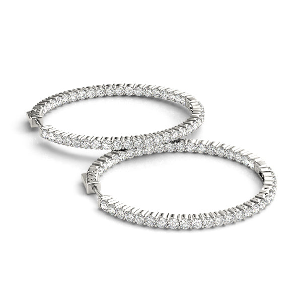 Diamond Inside Out 14K Gold Hoop Earrings