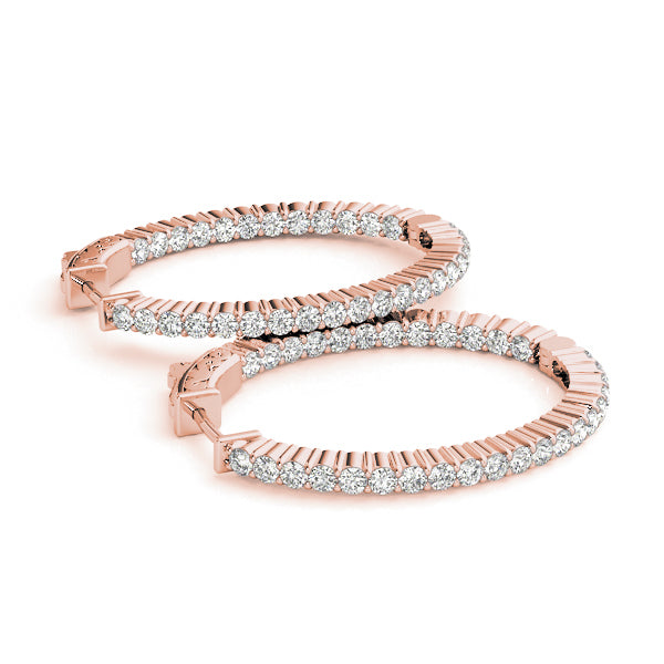 14K Rose Gold Lab Diamond Inside Out Hoop Earrings