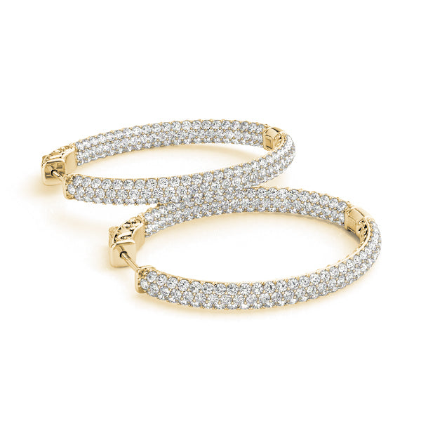 14K Yellow Gold Lab Diamond Oval Hoop Earrings
