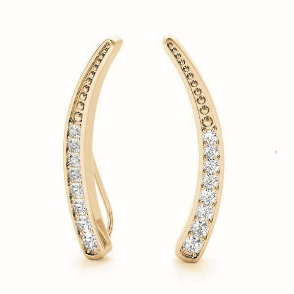 14K Yellow Gold Diamond Ear Climber Earrings