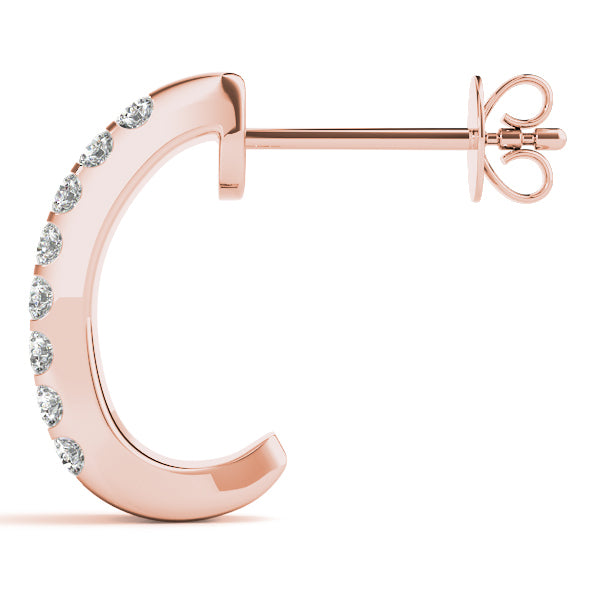 Rose Gold Lab Diamond J-Hoop Earrings 0.48ctw