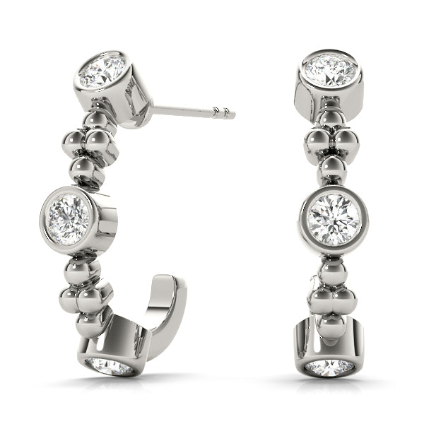 Lab Diamond J-Hoop Earrings in Multiple Metals