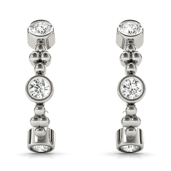 Lab Diamond J-Hoop Earrings in Multiple Metals