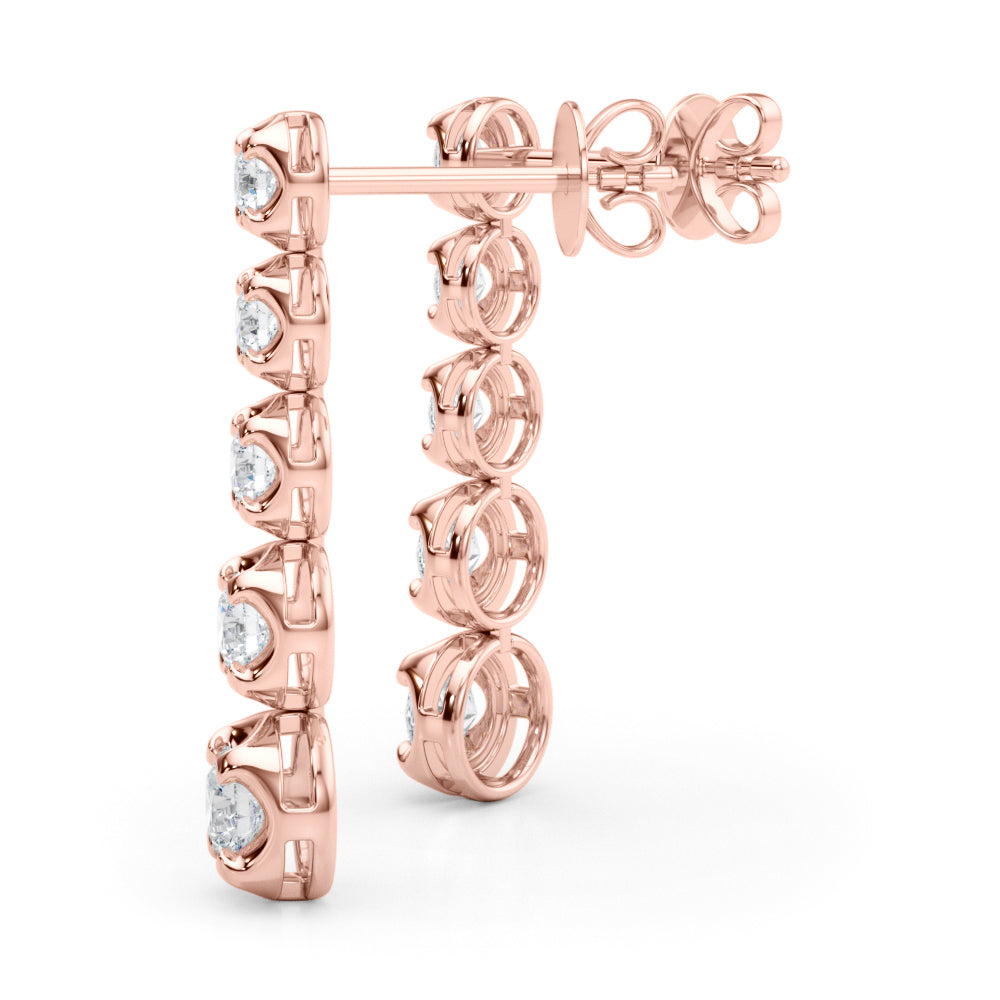 Rose Gold Lab Diamond Dangle Earrings