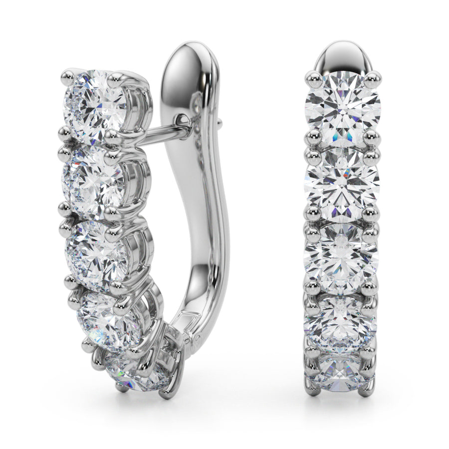 14K Gold Lab Diamond J-Hoop Earrings with Omega Backs