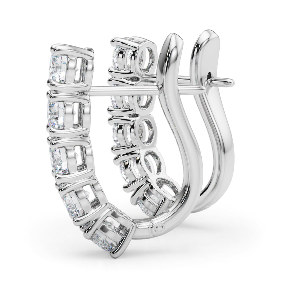 14K Gold Lab Diamond J-Hoop Earrings with Omega Backs