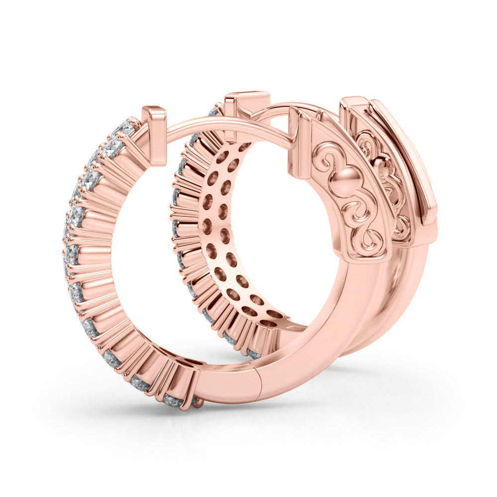 Rose Gold Lab Diamond Double Row Hoop Earrings