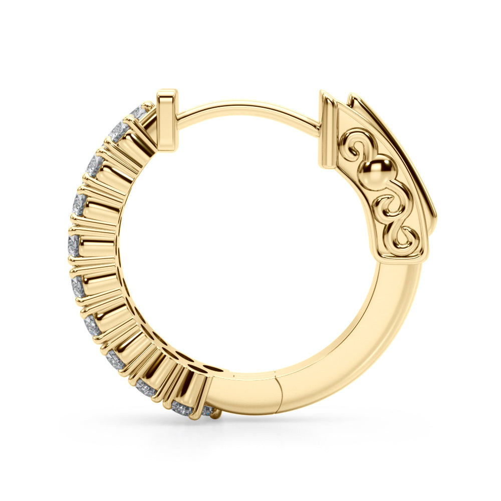 Yellow Gold Lab Diamond Double Row Hoop Earrings