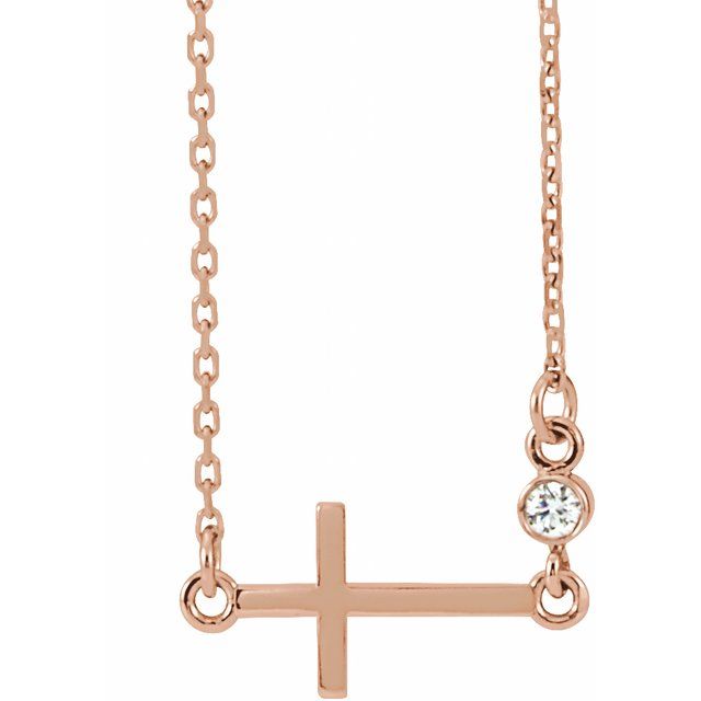 Accented Sideways Cross Necklace