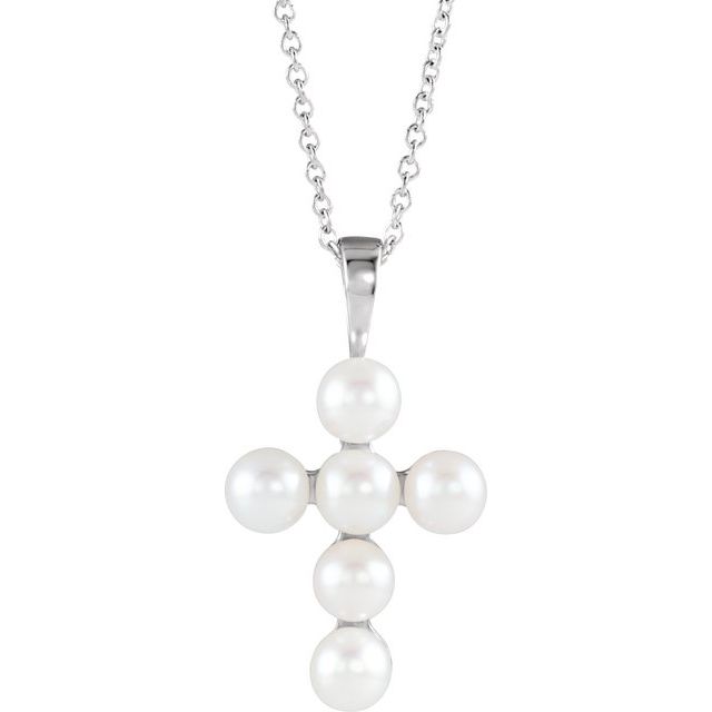 Pearl Cross Necklace or Pendant