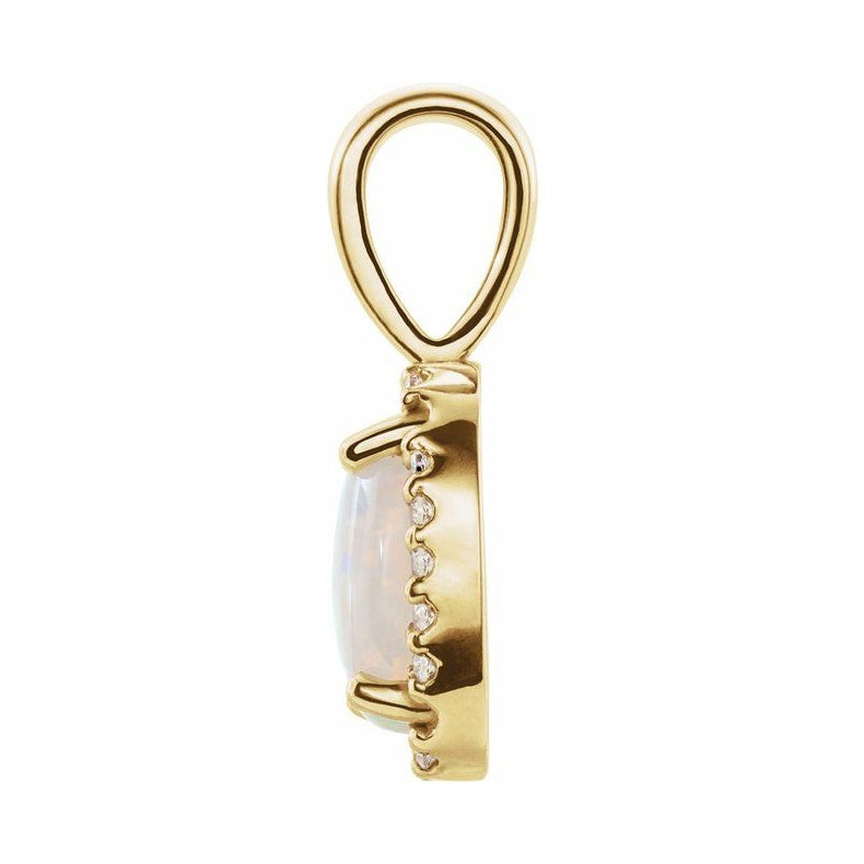 Oval 4-Prong Halo-Style Cabochon Pendant